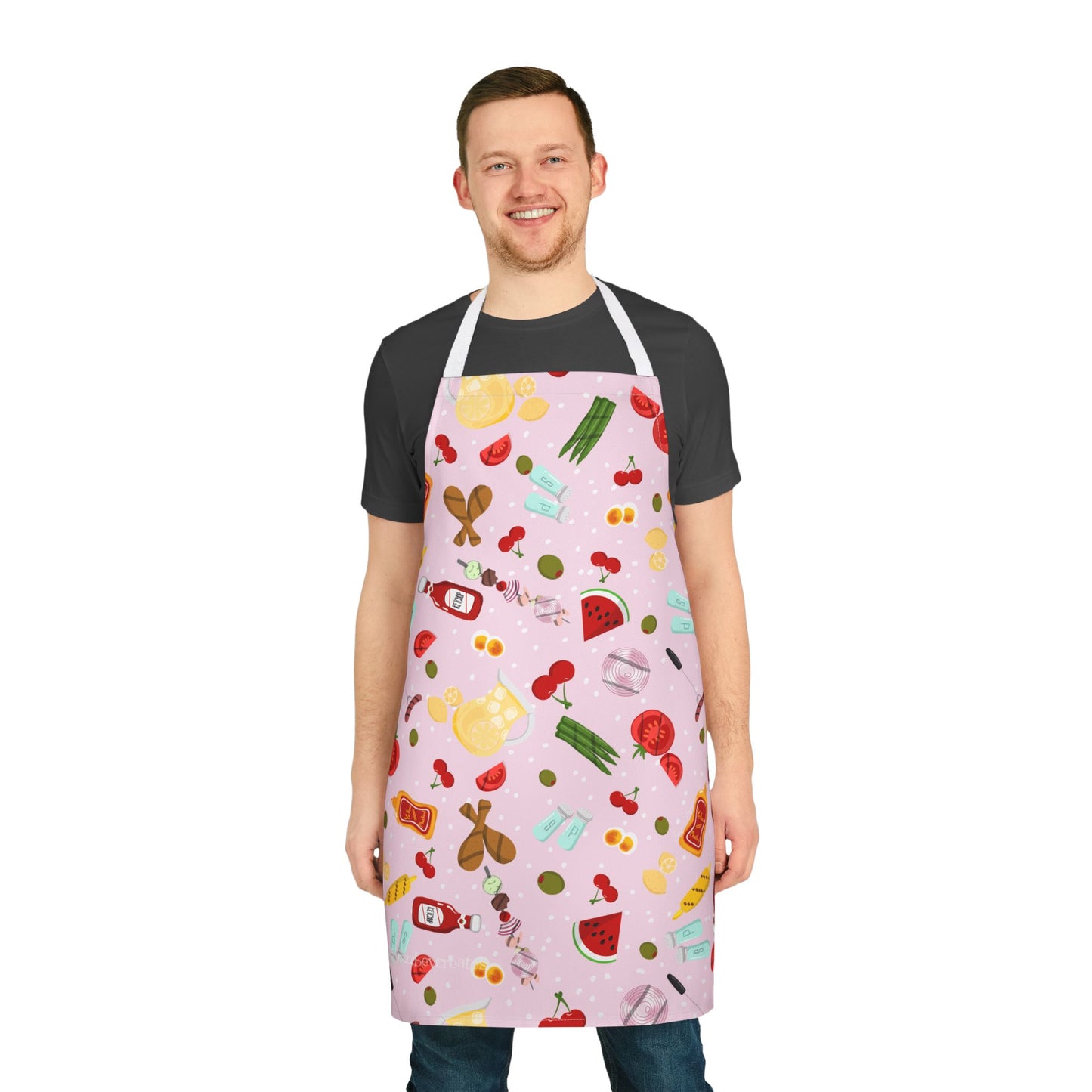 Retro Apron, Pink, Grilling Foods