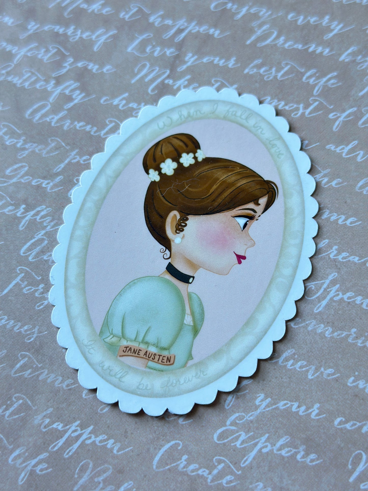 Jane Austen Cameo Die Cut Sticker