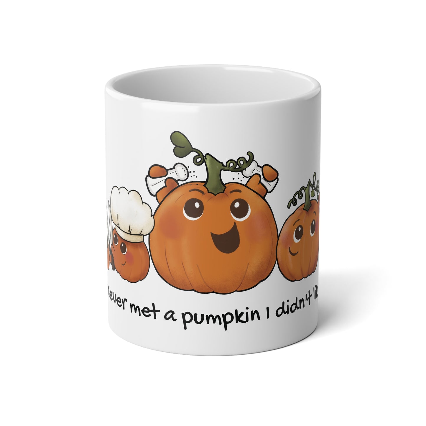 Gourdie the Pumpkin in a Jumbo Mug