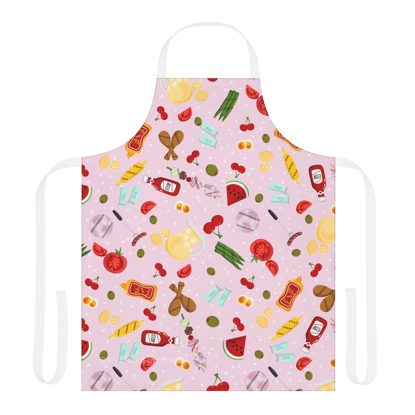 Retro Apron, Pink, Grilling Foods
