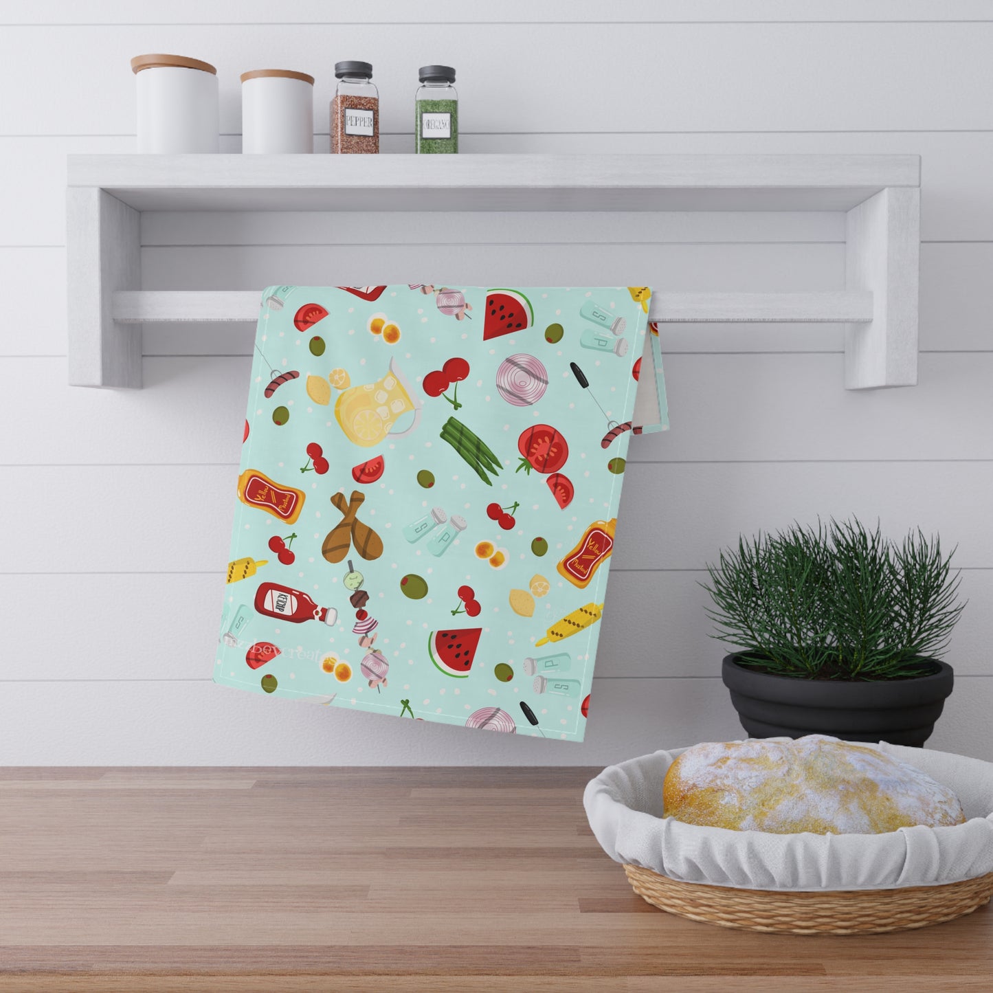 Tea Towel, Retro, Teal