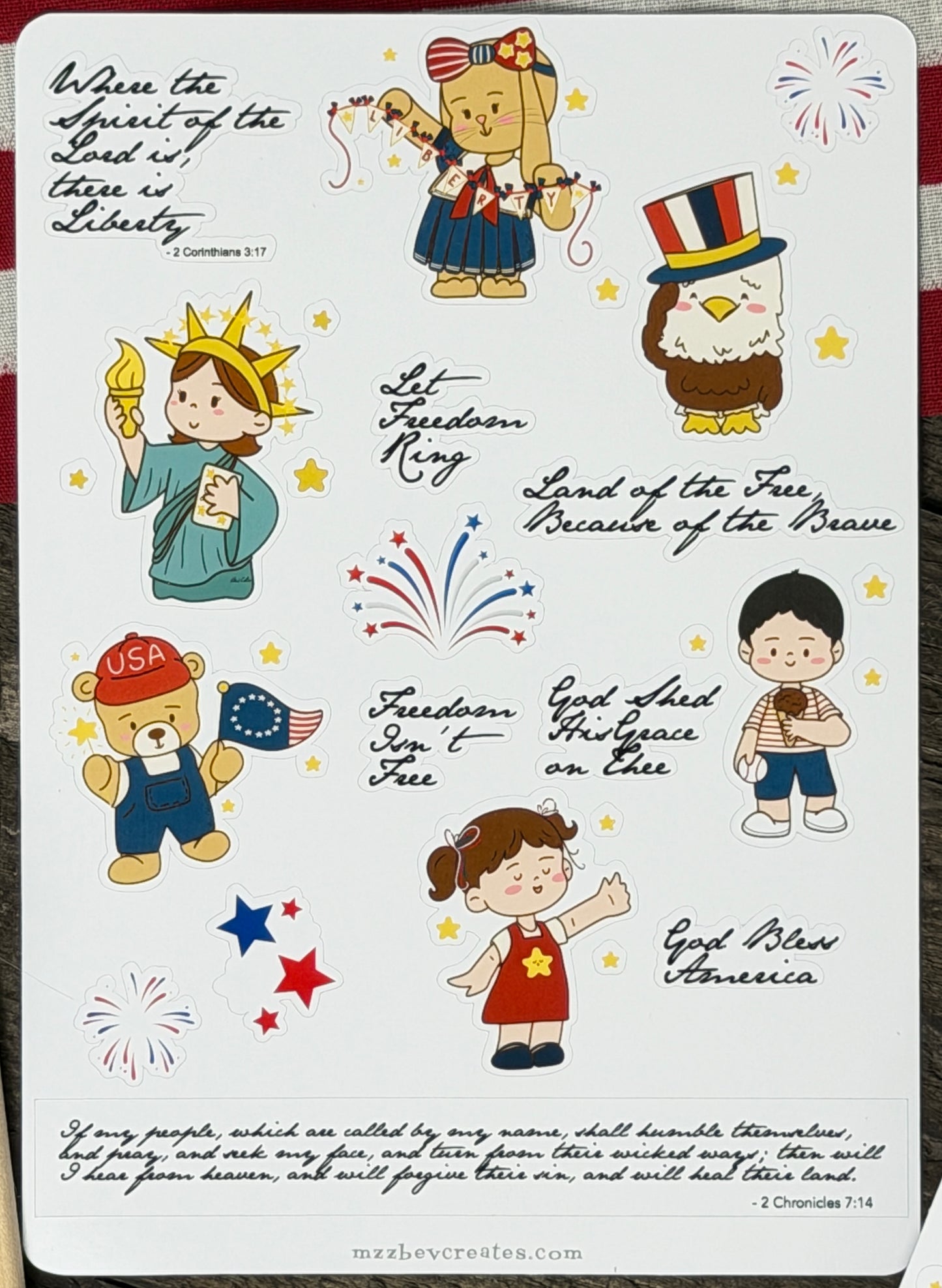Americana Kawaii Club Planner Stickers- 2 Sheet Bundle