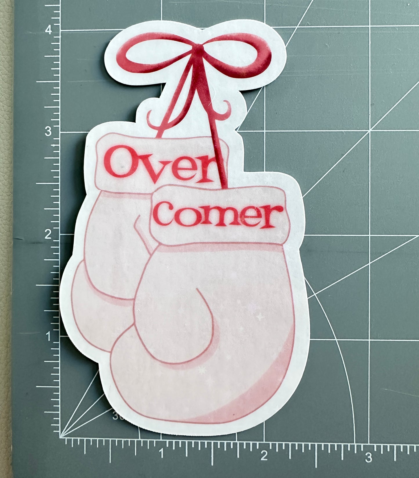 Pink Boxing Gloves - Overcomer Sparkly Die Cut Sticker
