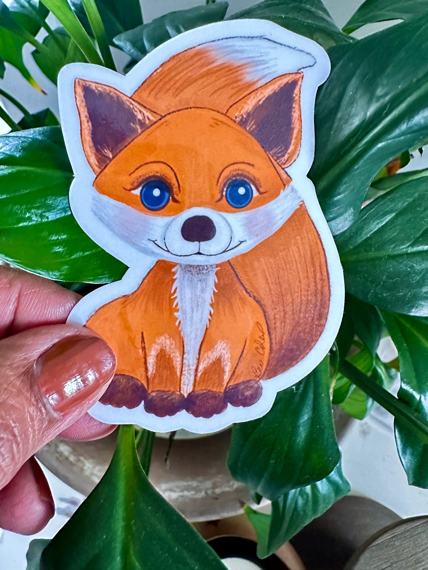 Red Fox Cub Die Cut Sticker