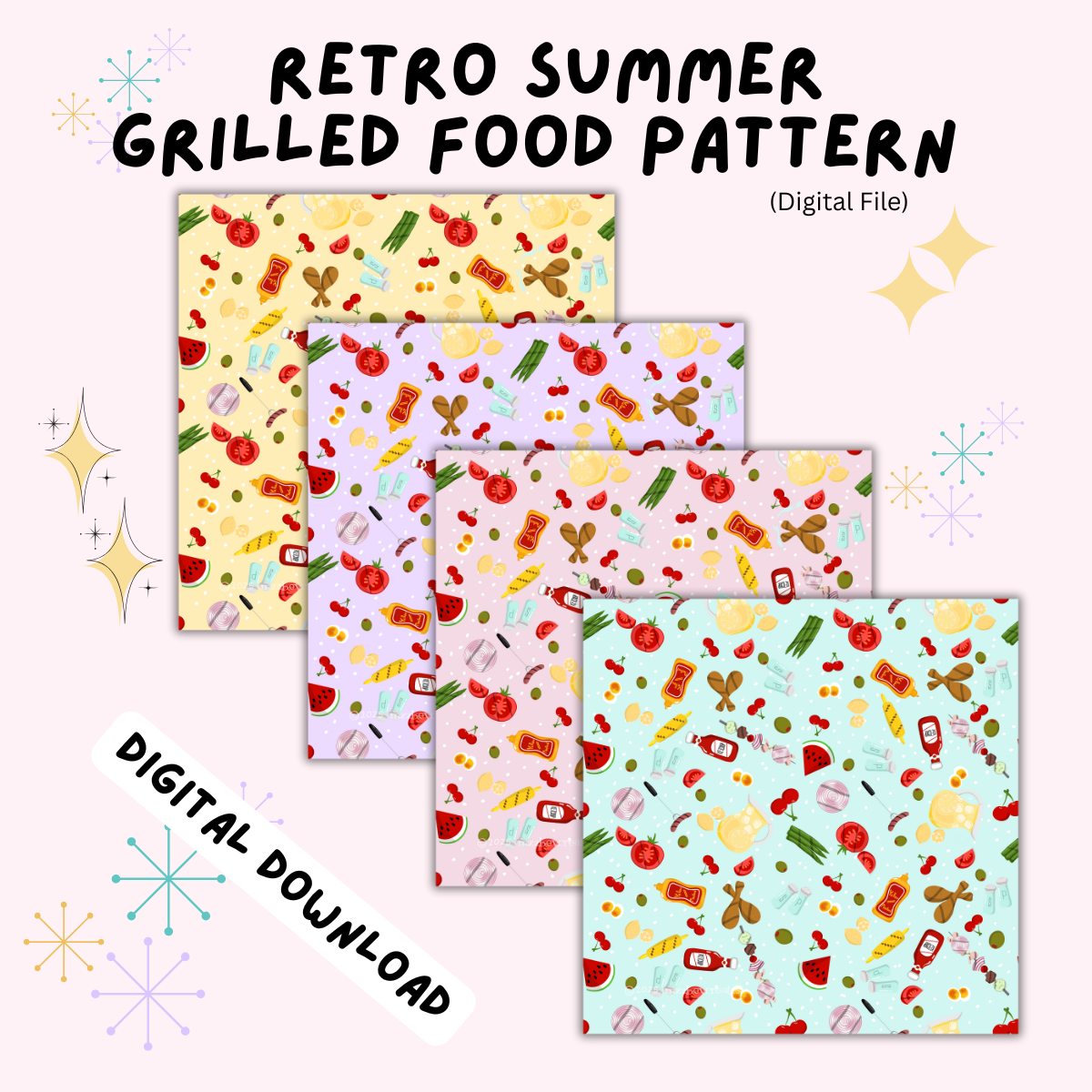 Retro Grillin' Pattern - Digital Download