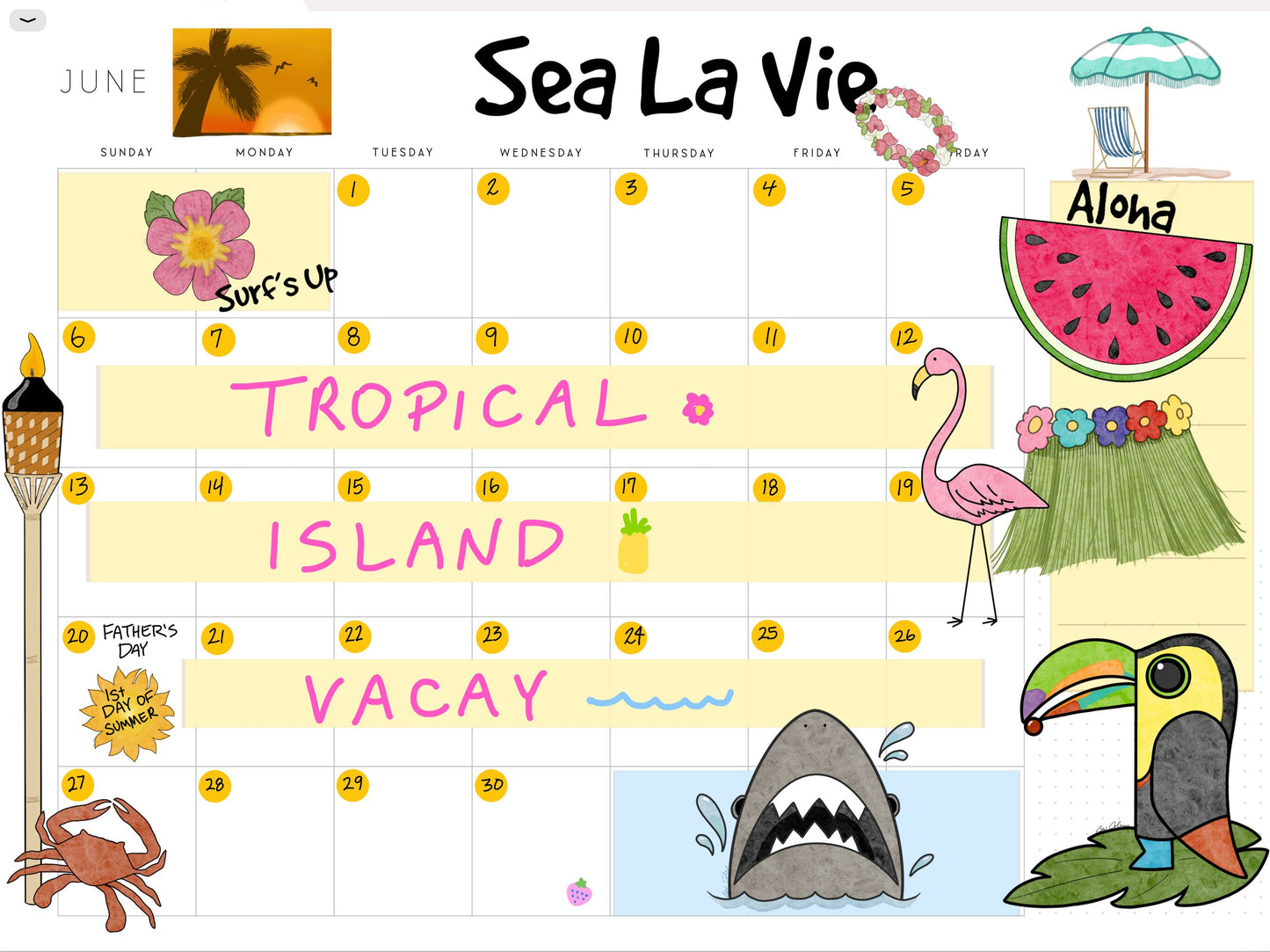 Tropical Vacation Digital Stickers