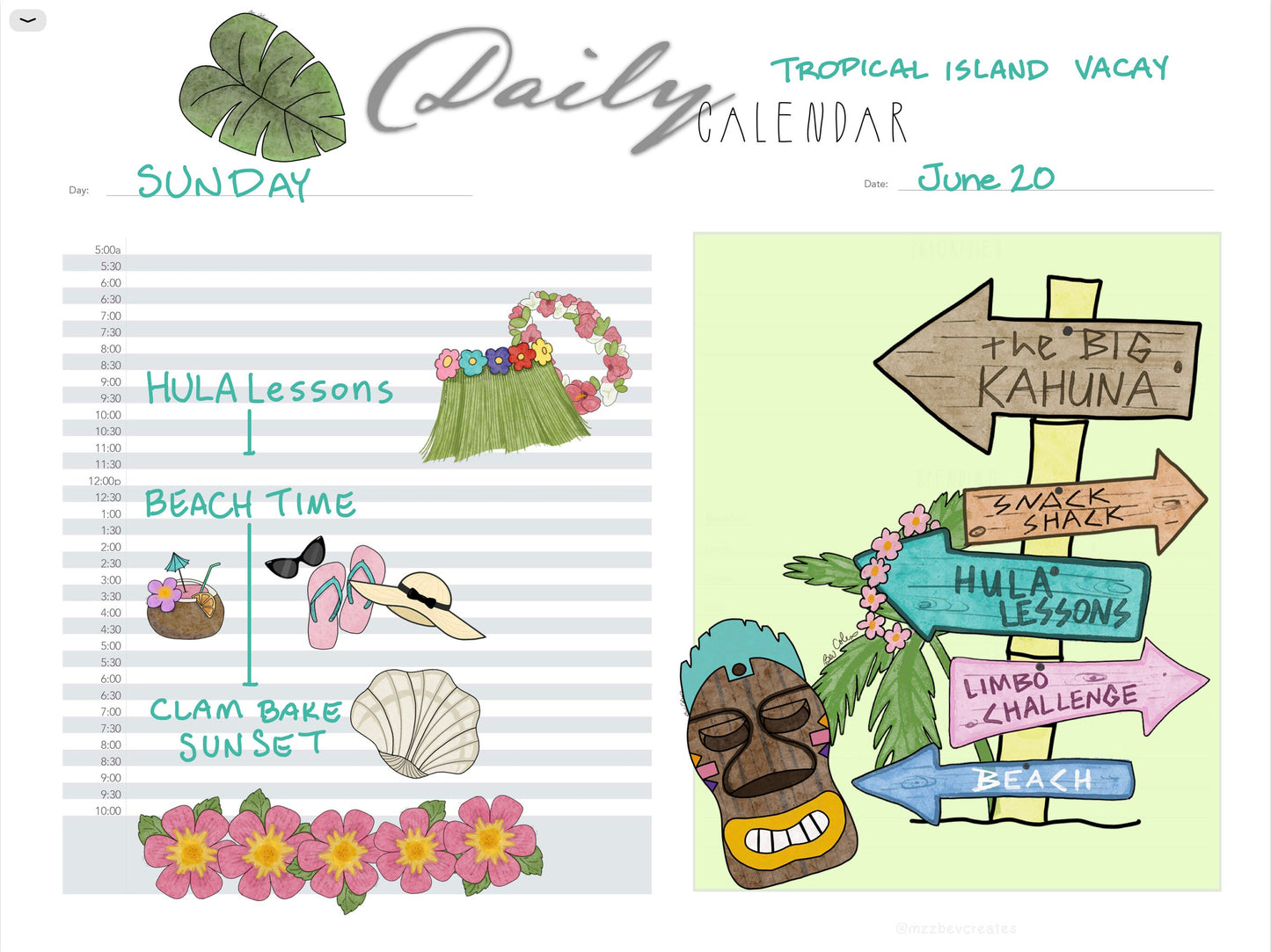 Tropical Vacation Digital Stickers