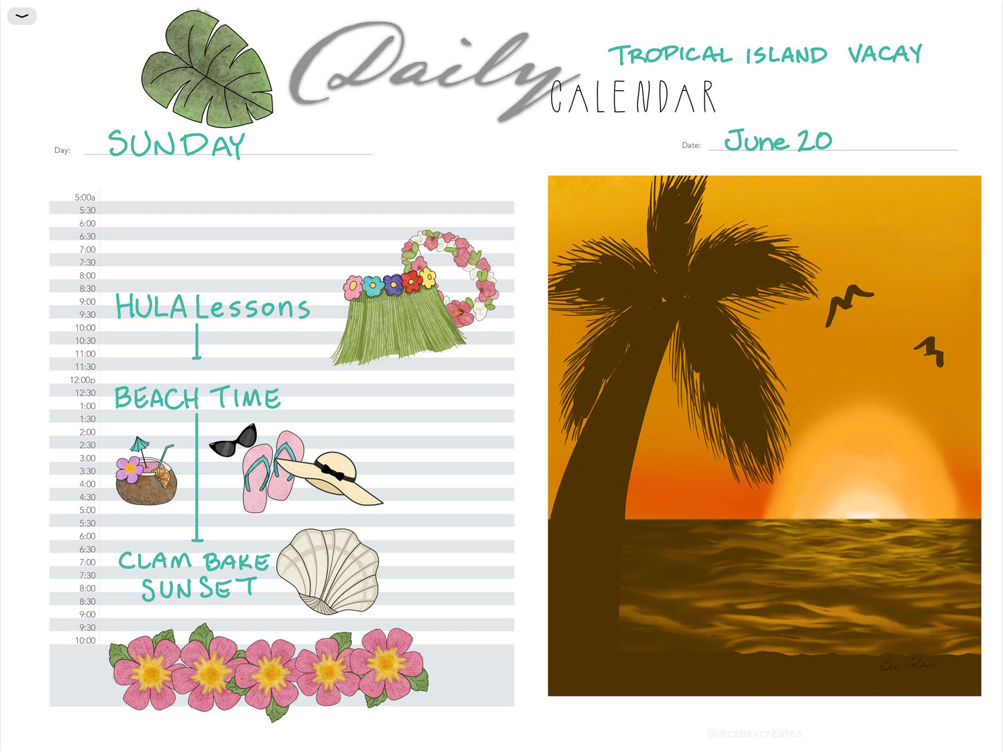 Tropical Vacation Digital Stickers