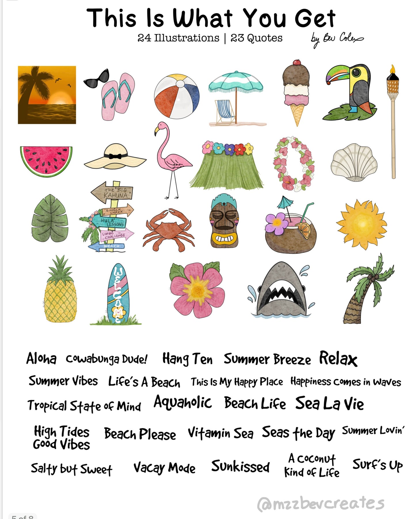 Tropical Vacation Digital Stickers