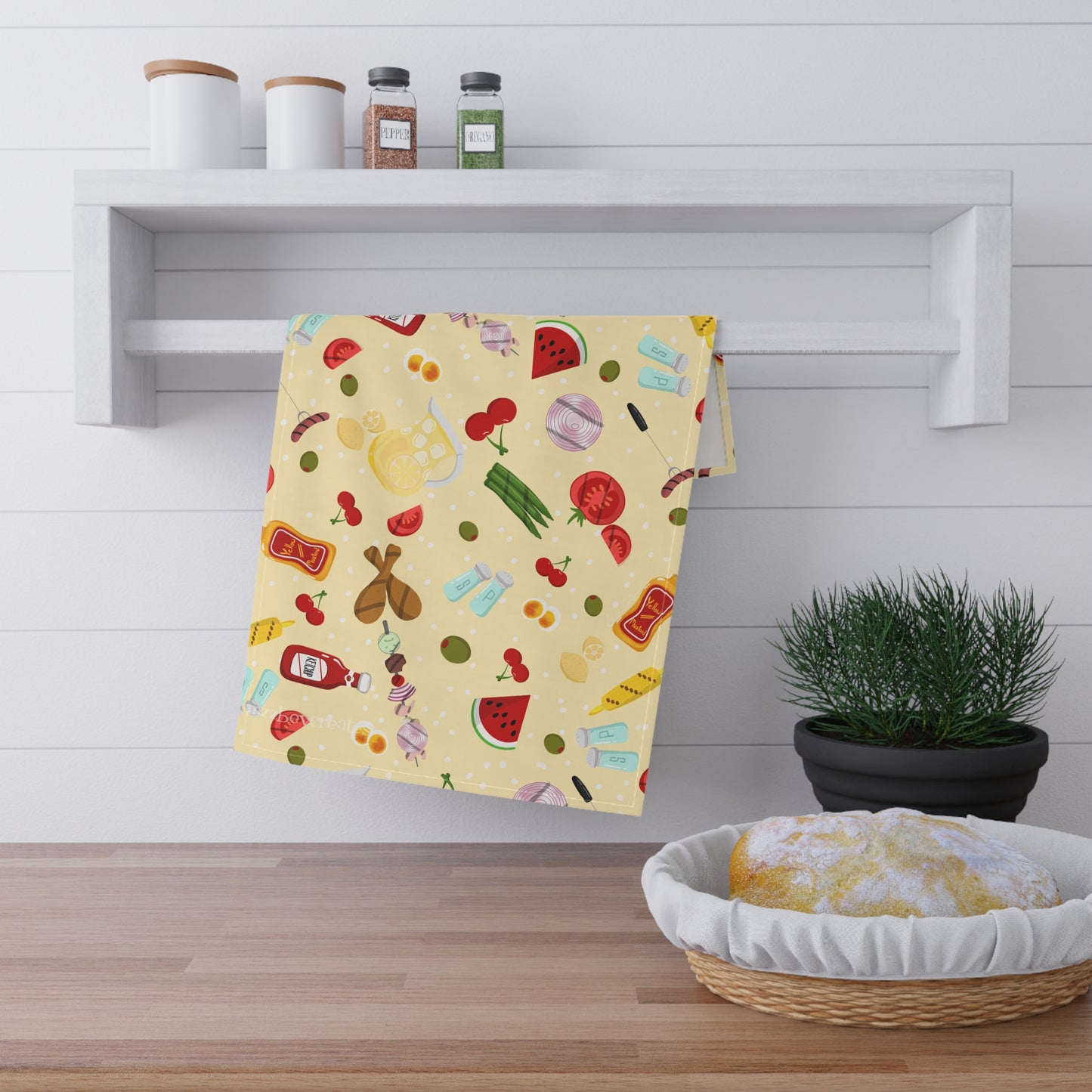 Tea Towel, Retro, Yellow