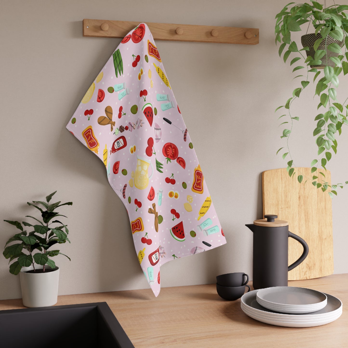 Tea Towel, Retro, Pink