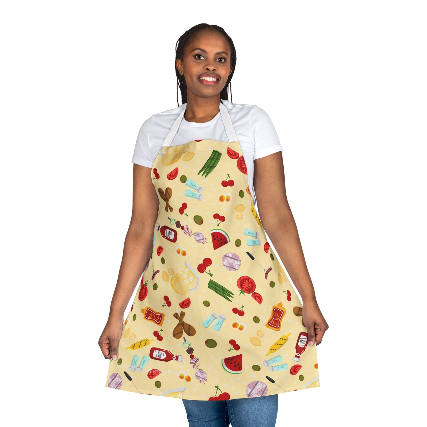 Retro Apron, Yellow, Grilling Foods