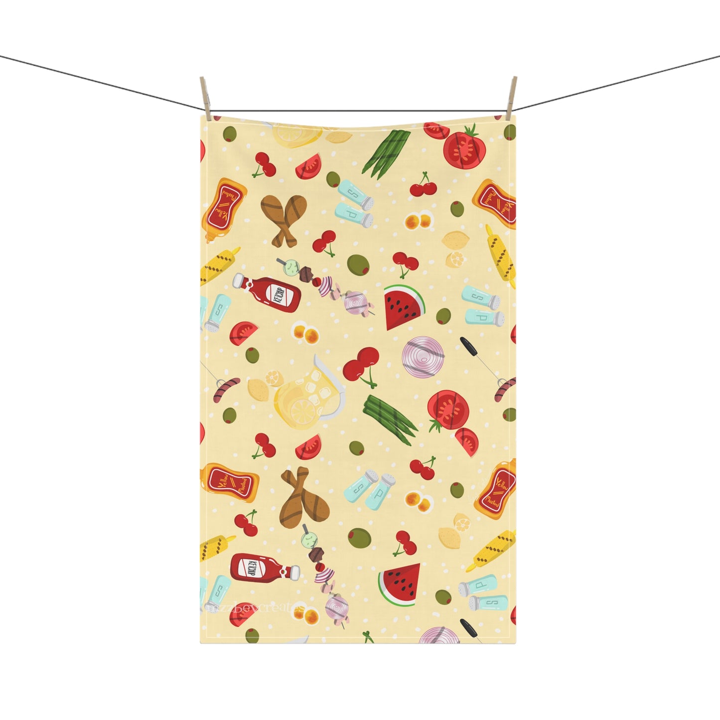 Tea Towel, Retro, Yellow