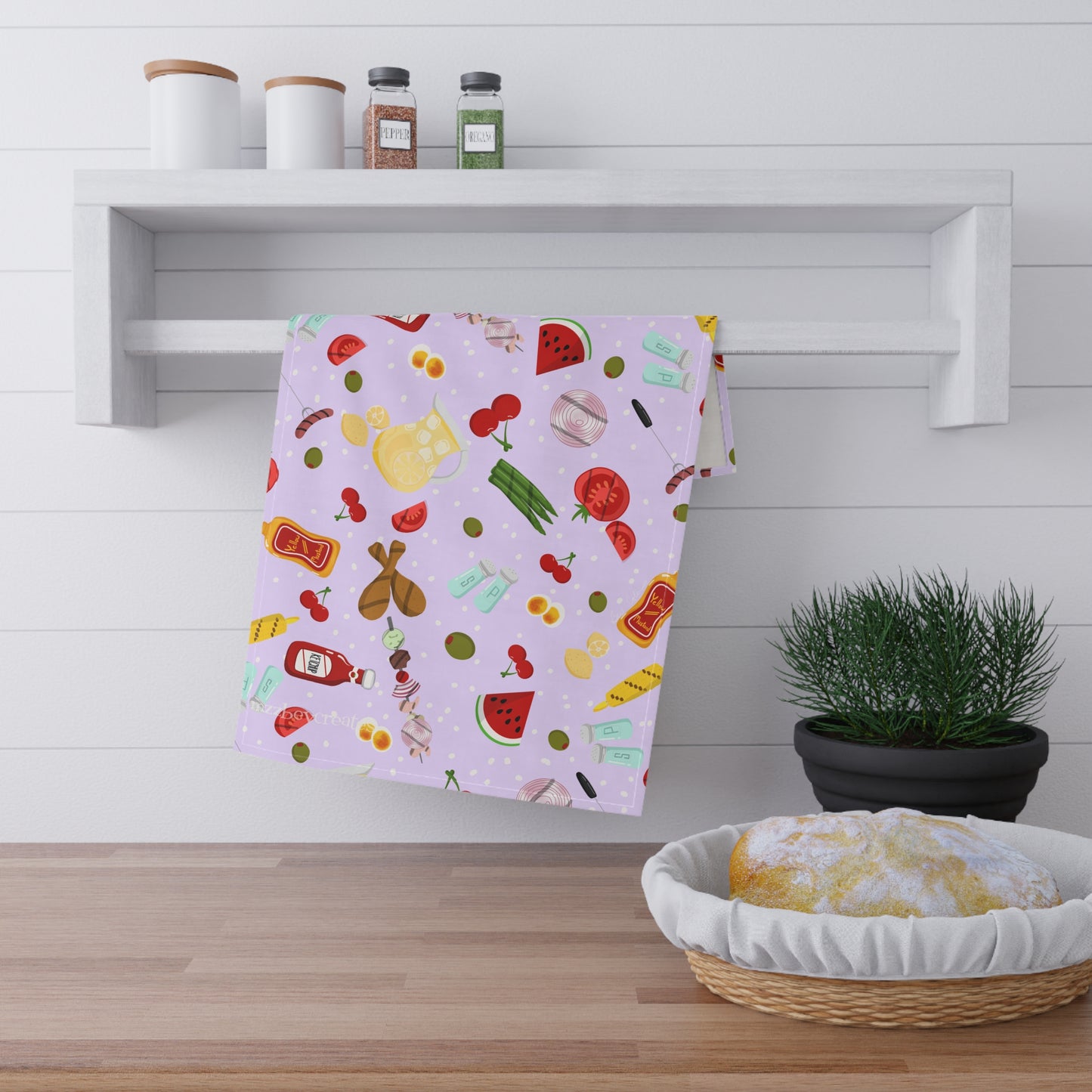 Tea Towel, Retro, Lilac