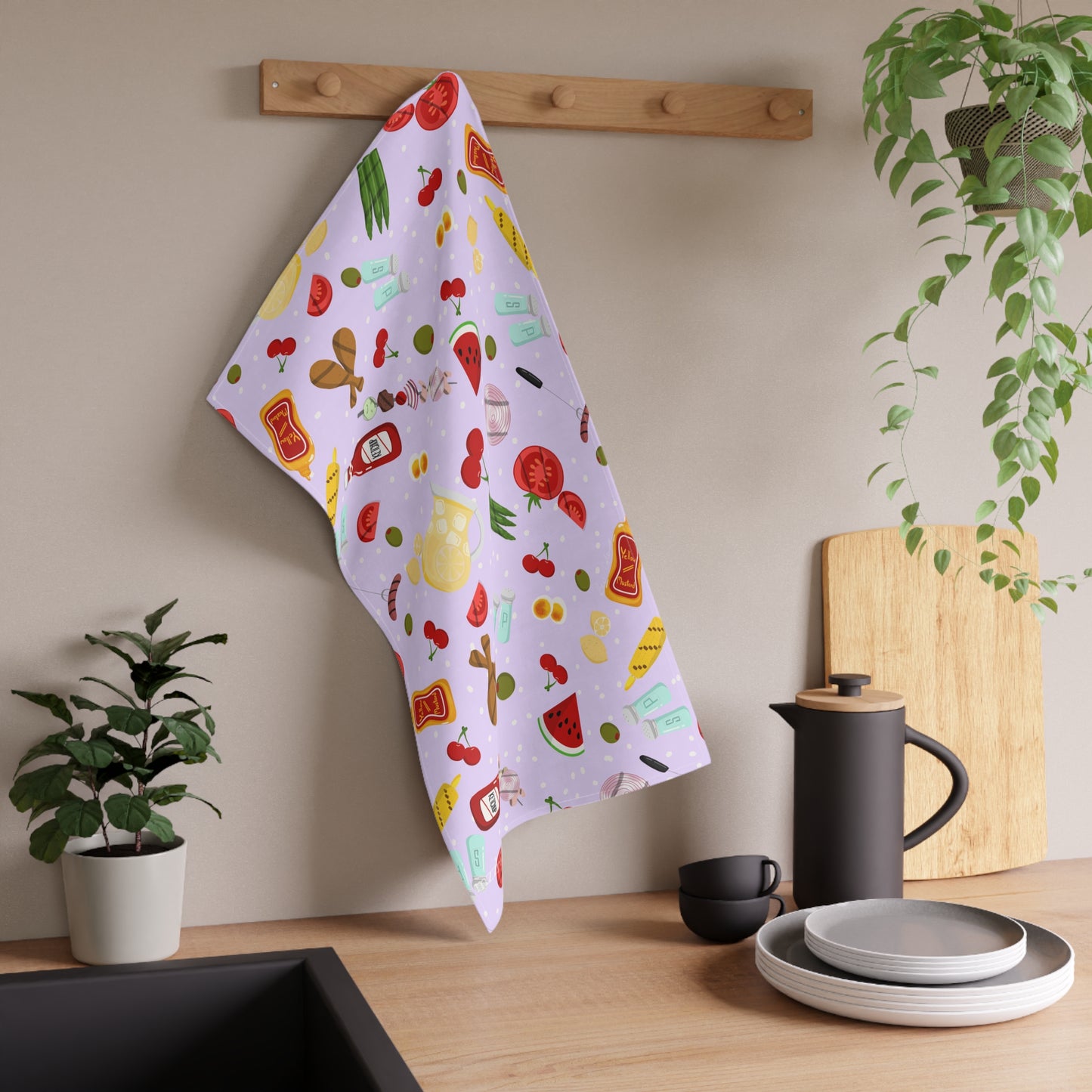 Tea Towel, Retro, Lilac