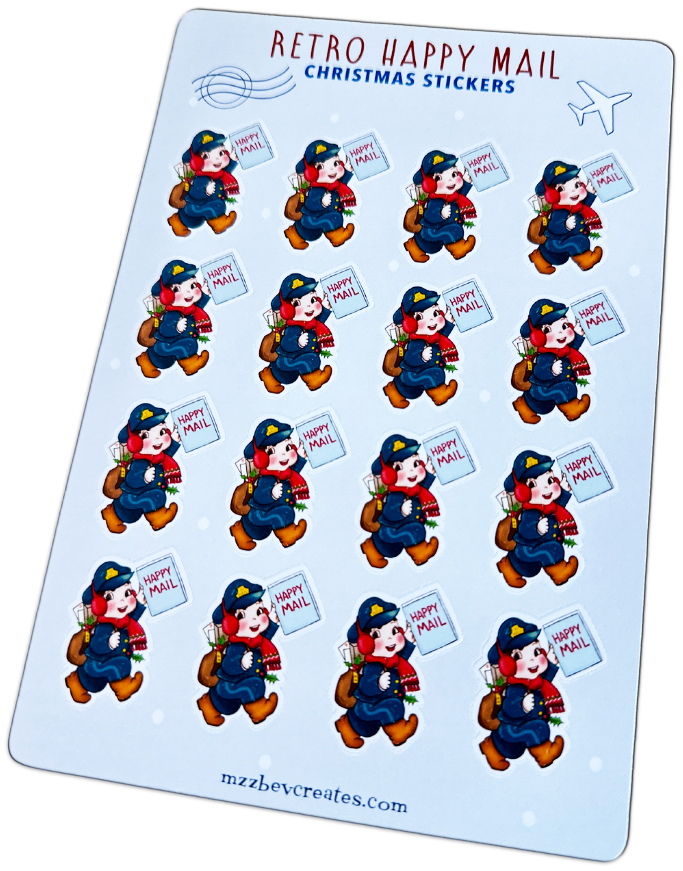 Retro Happy Mail Mailman Sticker Sheet