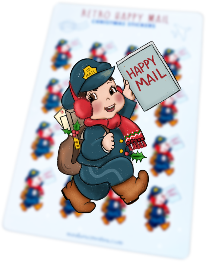 Retro Happy Mail Mailman Sticker Sheet