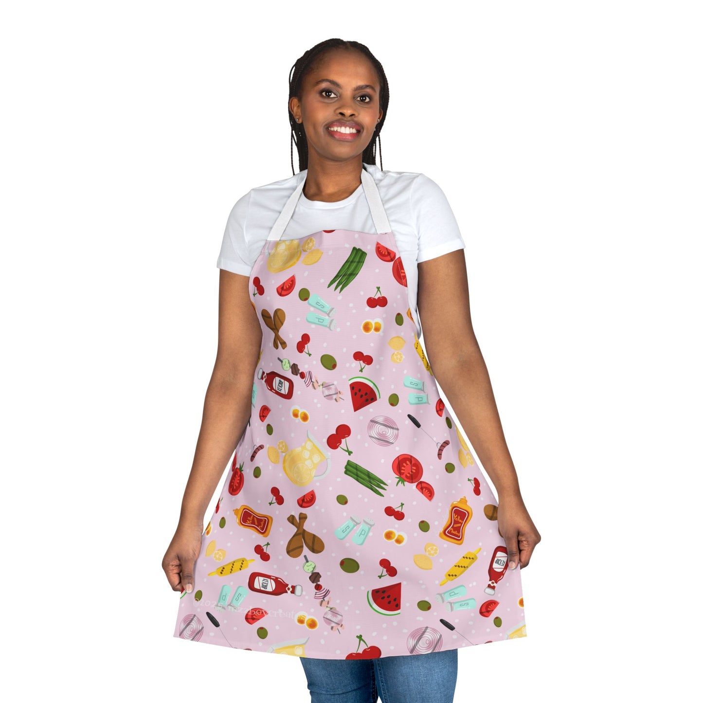 Retro Apron, Pink, Grilling Foods