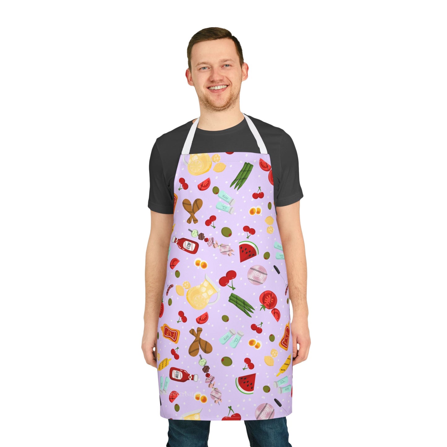 Retro Apron, Lilac, Grilling Foods