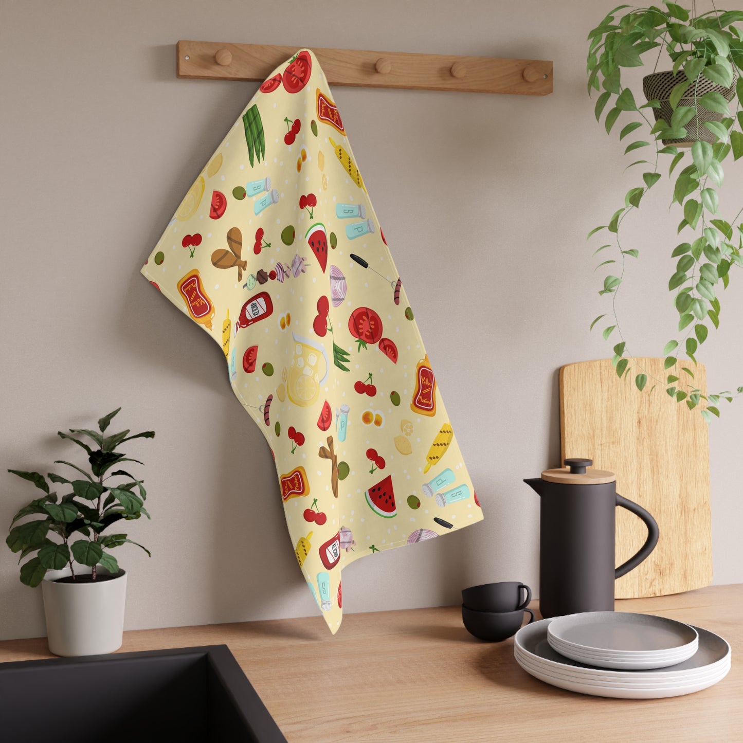 Tea Towel, Retro, Yellow