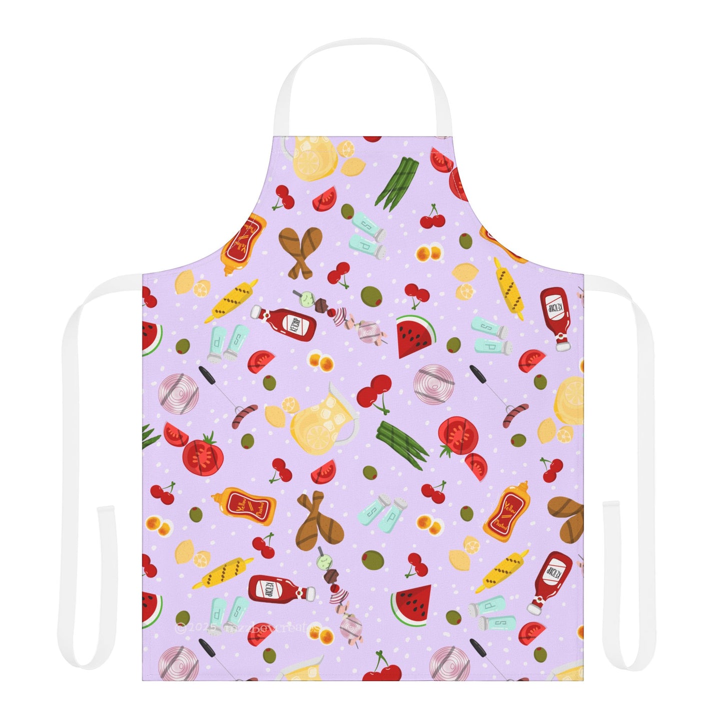 Retro Apron, Lilac, Grilling Foods