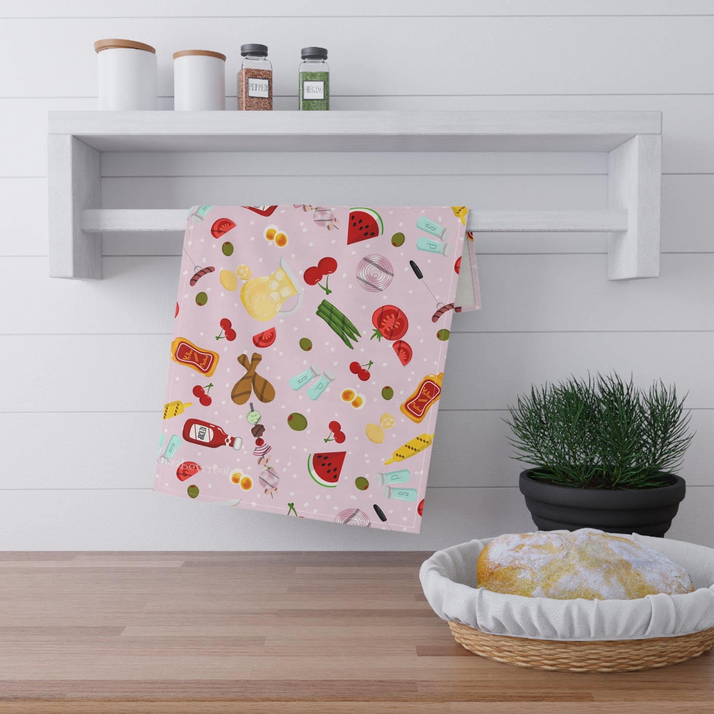 Tea Towel, Retro, Pink
