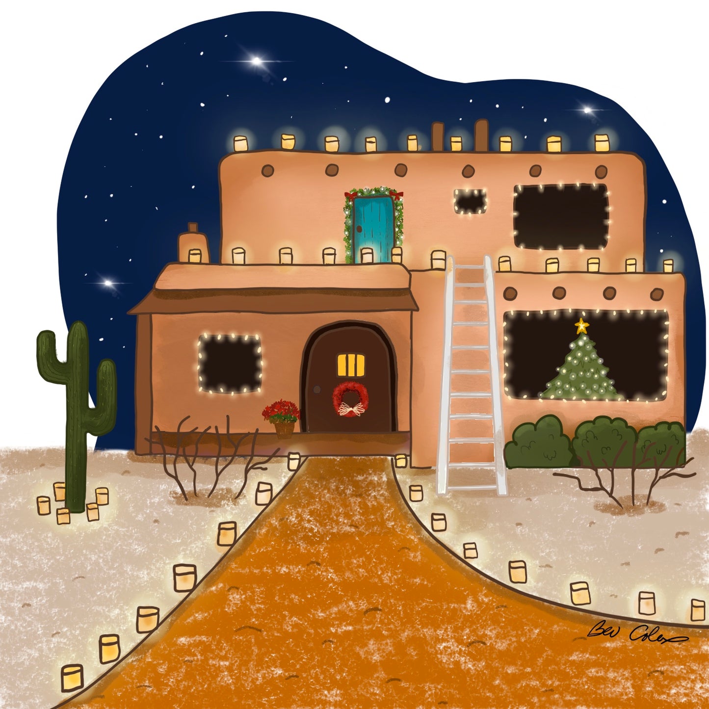 Personalized Christmas House Illustration, Digital File