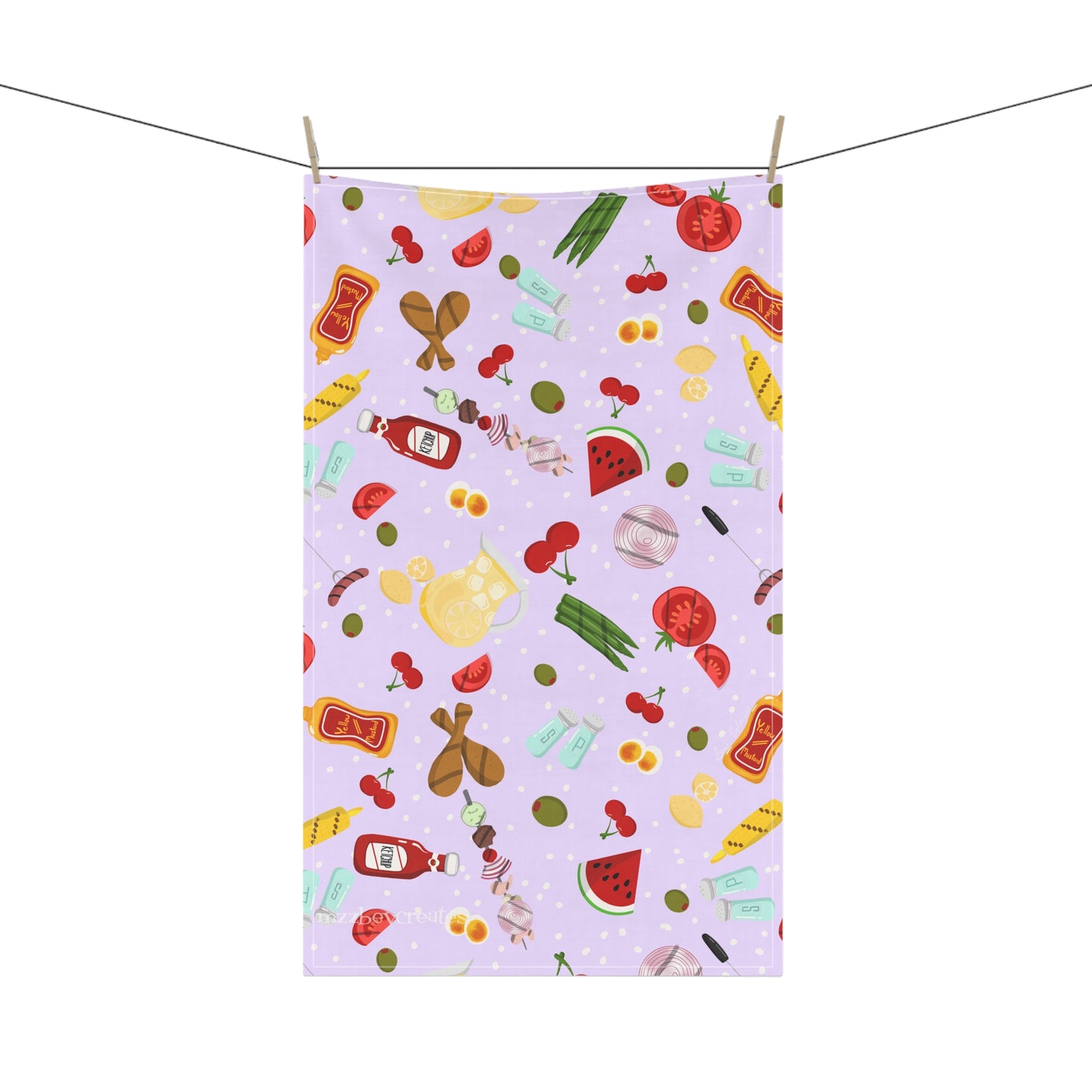 Tea Towel, Retro, Lilac
