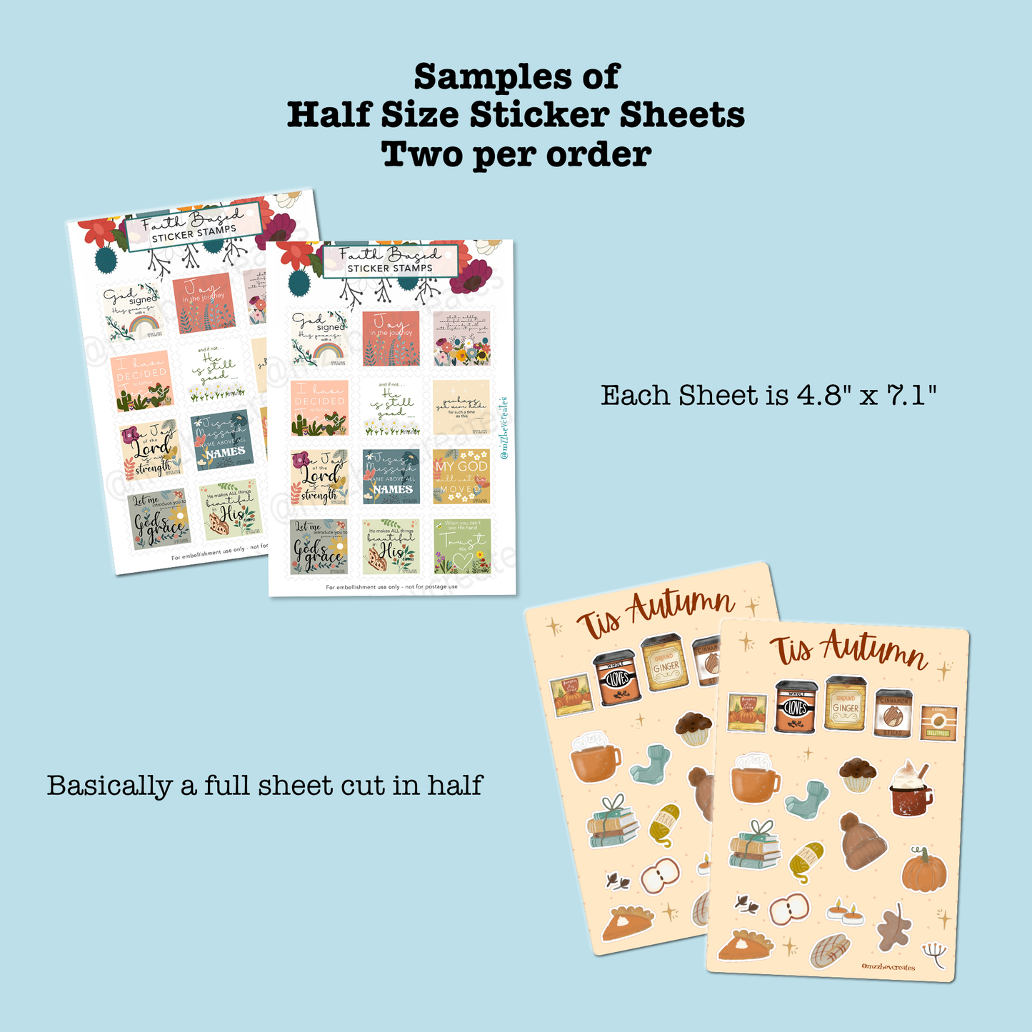 Custom Order Request for Two Half Size Sticker Sheets