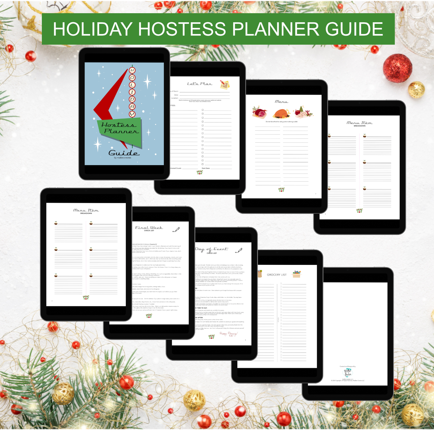 Digital, Printable, Download Holiday Hostess Planner Guide