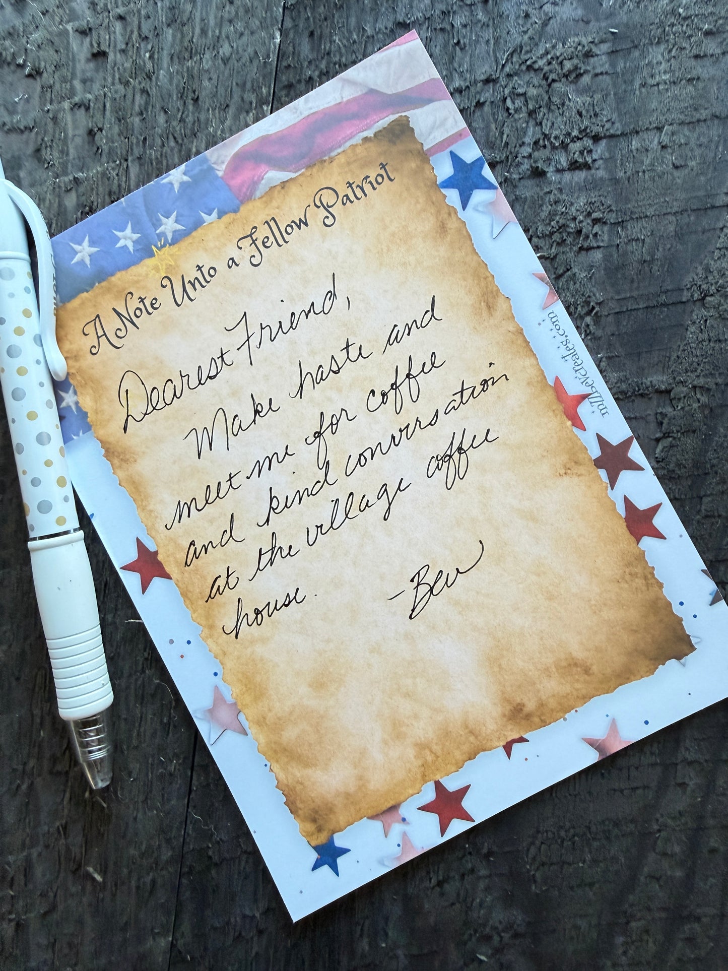 Early American Patriotic Notepad – 50 Sheets – Handmade - America 250