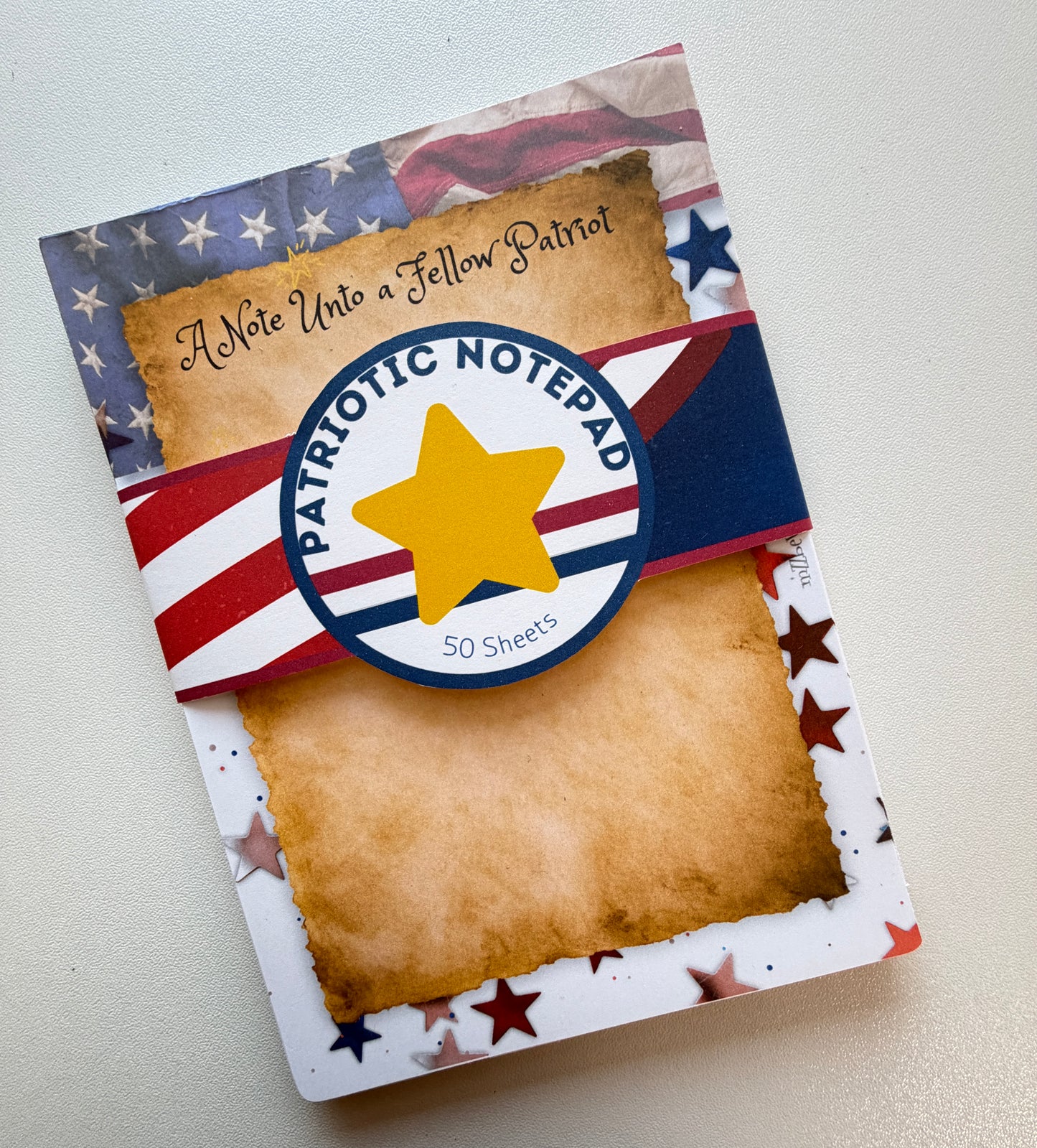Early American Patriotic Notepad – 50 Sheets – Handmade - America 250