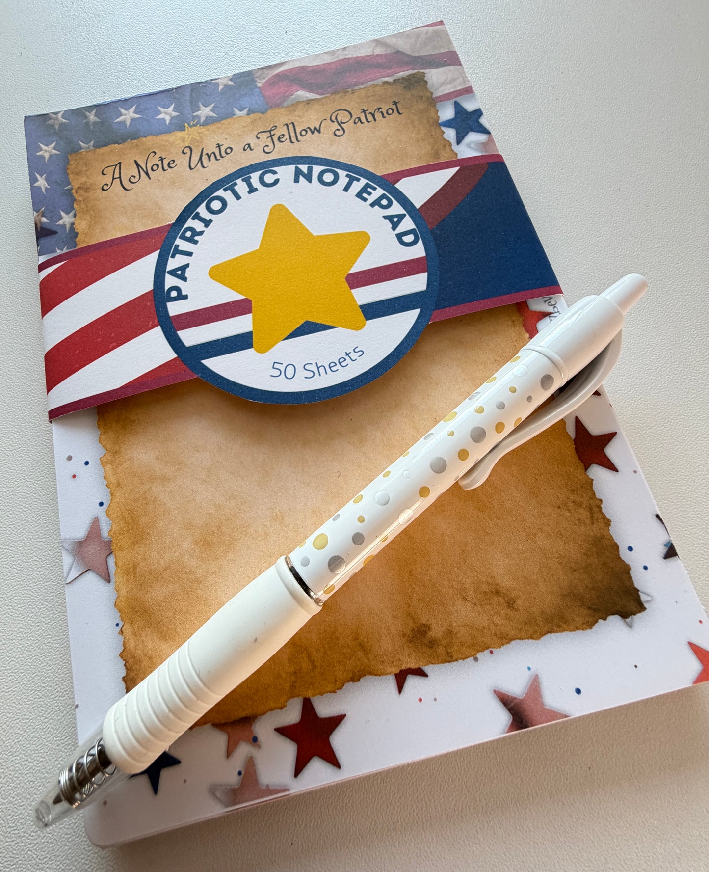 Early American Patriotic Notepad – 50 Sheets – Handmade - America 250