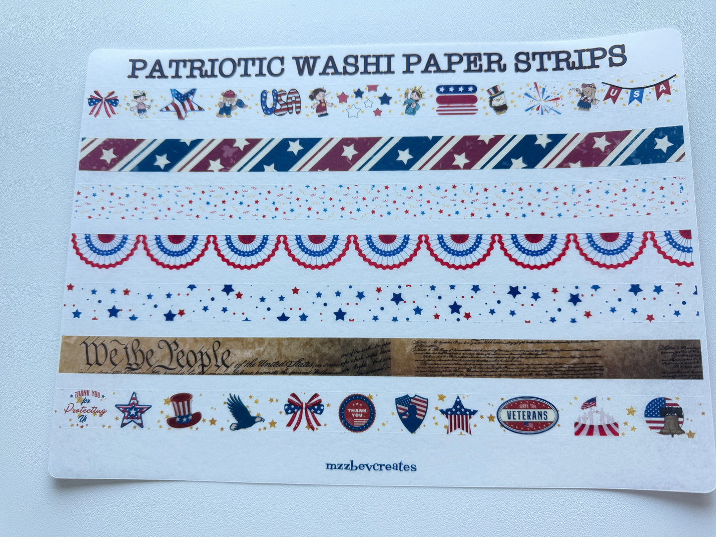 Home made - Printable - Patriotic Washi Paper Strips – A Fresh, Space-Saving Twist on Washi Tape!