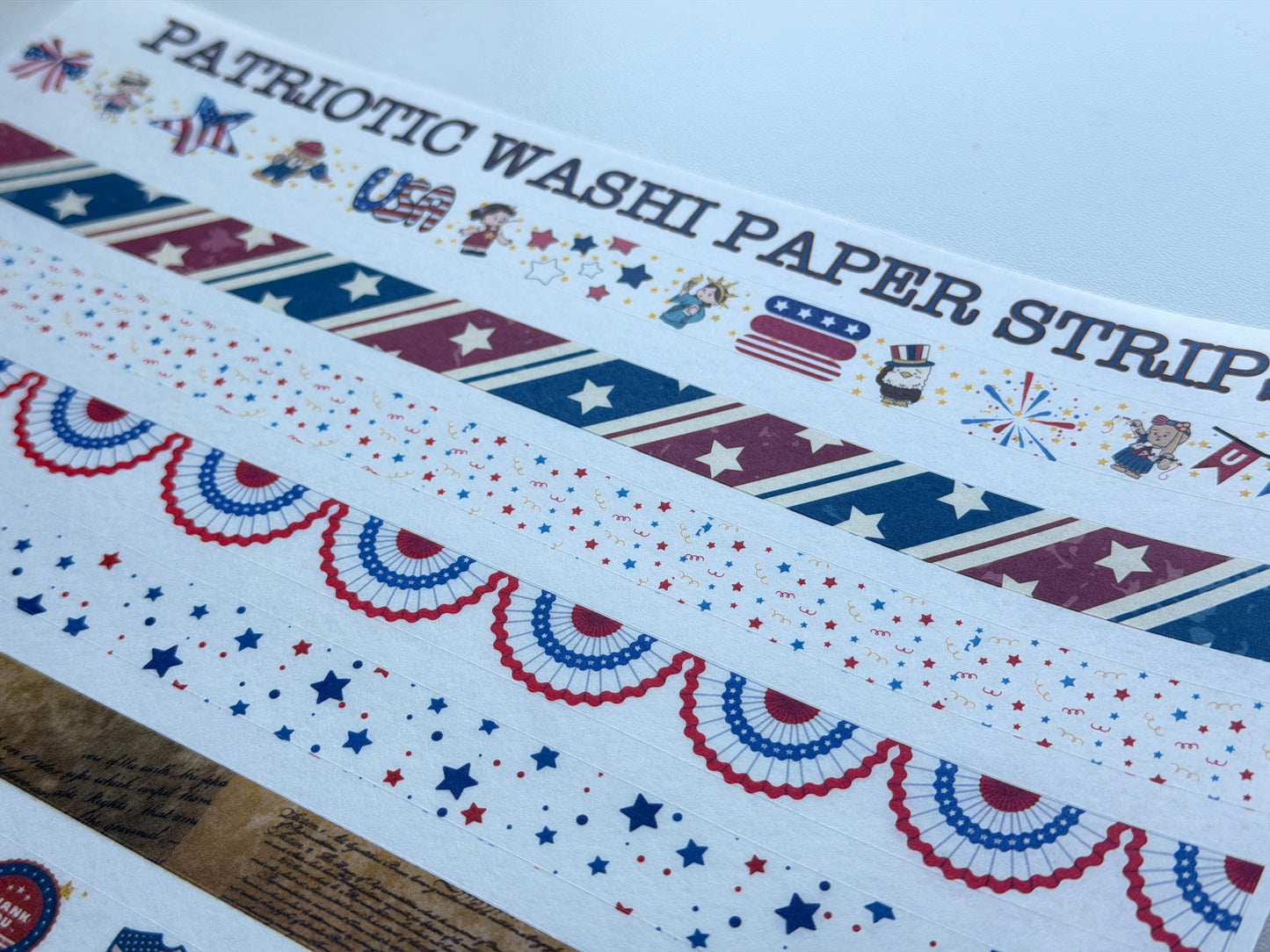 Home made - Printable - Patriotic Washi Paper Strips – A Fresh, Space-Saving Twist on Washi Tape!