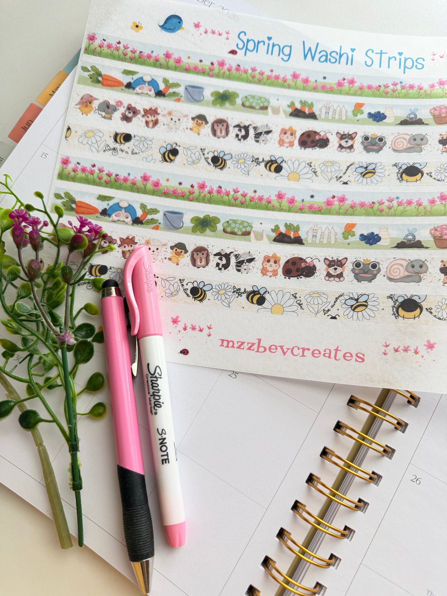 Spring Washi Strips - Sticker Sheet