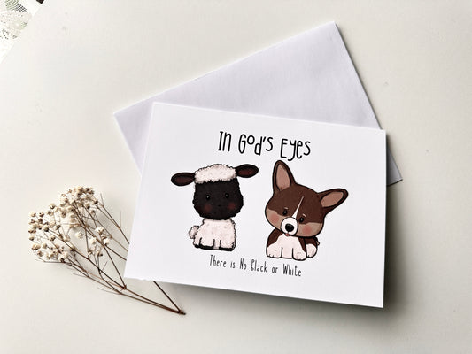 Adorable Lamb and Corgi Friends Greeting Card