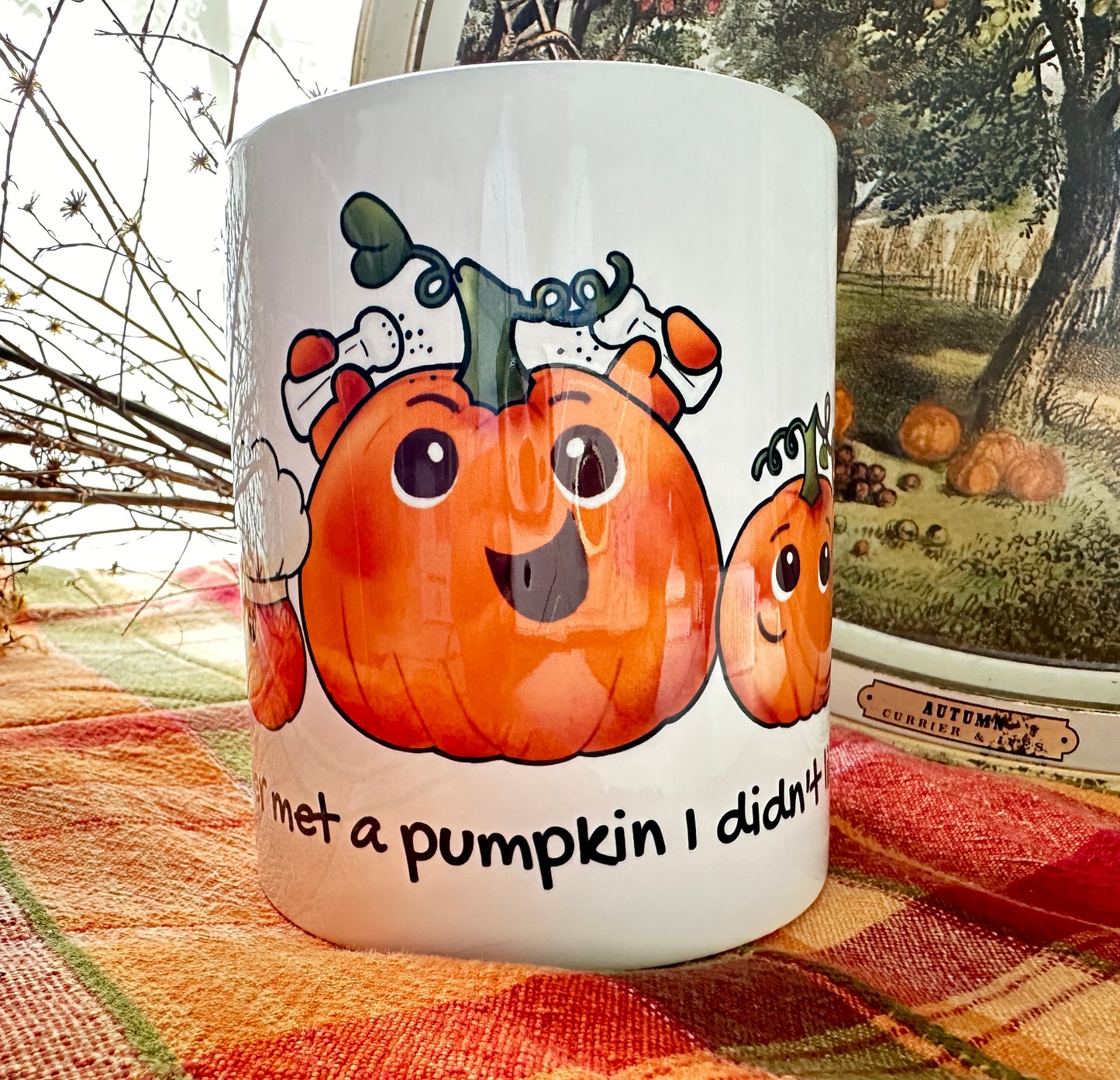 Gourdie the Pumpkin  in a Jumbo Mug