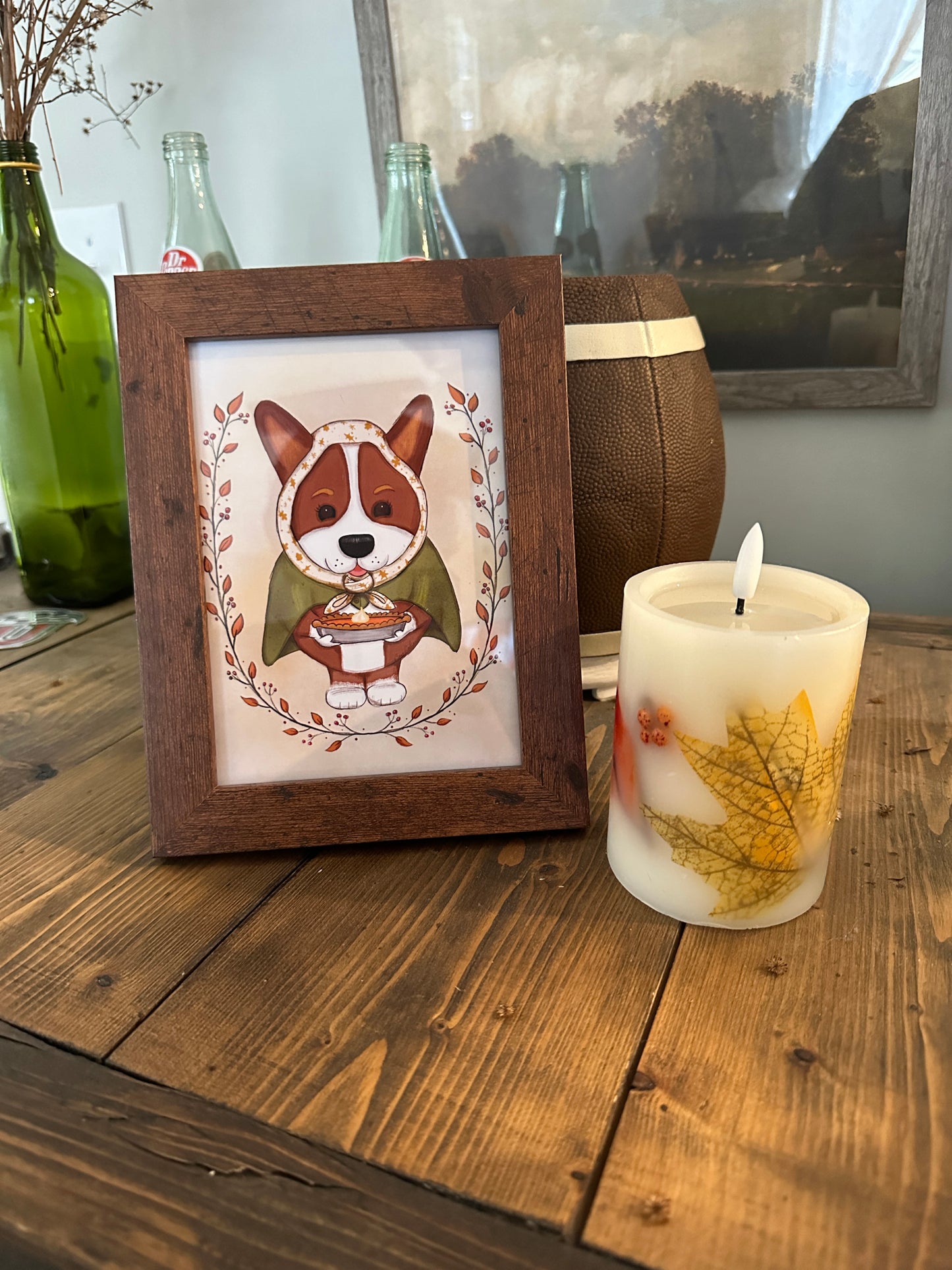 A Pumpkin Lovin' Babushka Corgi 5x7 Print