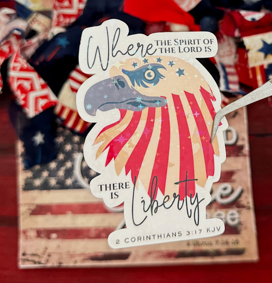 Sparkly Inspirational Patriotic Die Cut Sticker