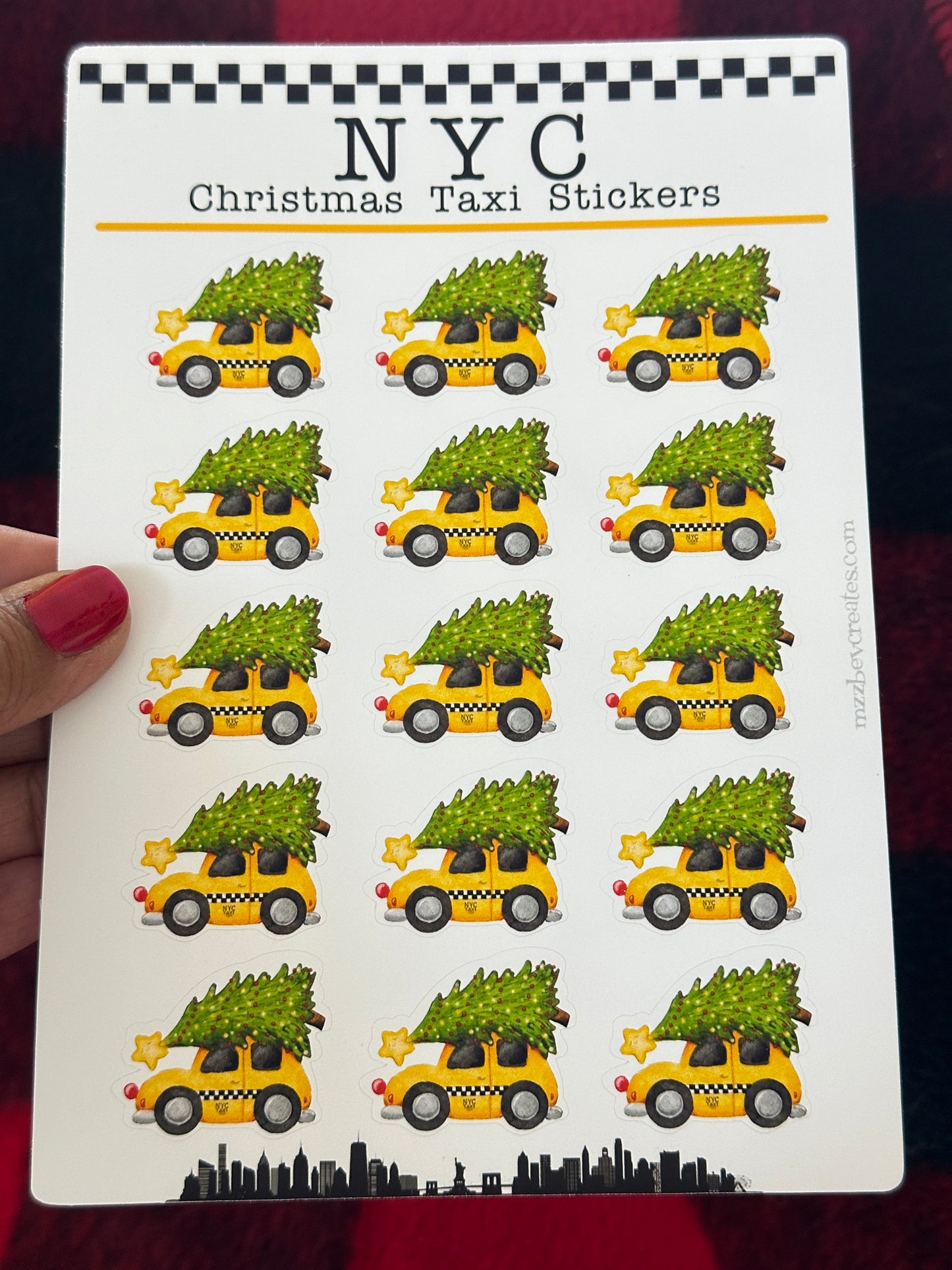 NYC Christmas Taxi Sticker Sheet