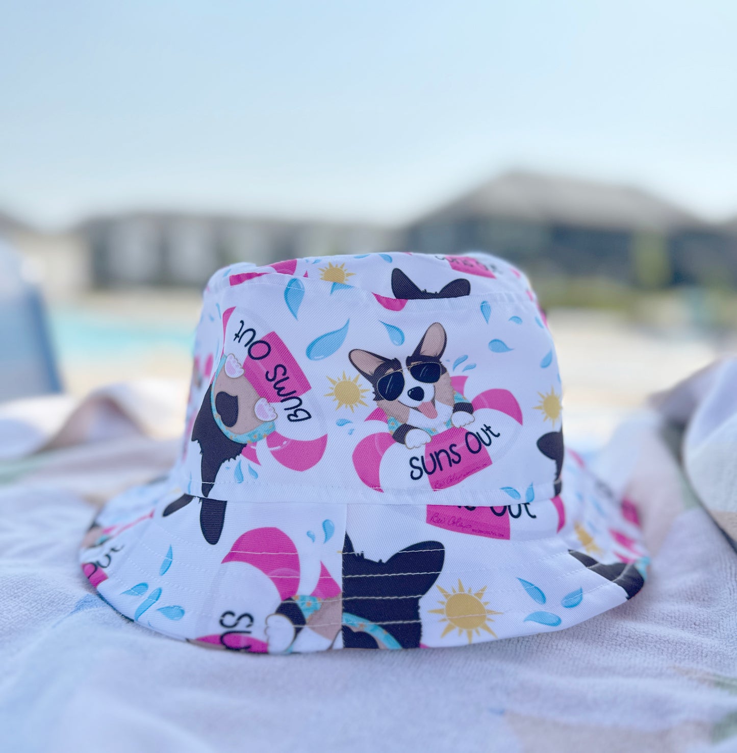 Tri-Color Corgi Suns Out Bums Out Bucket Hat