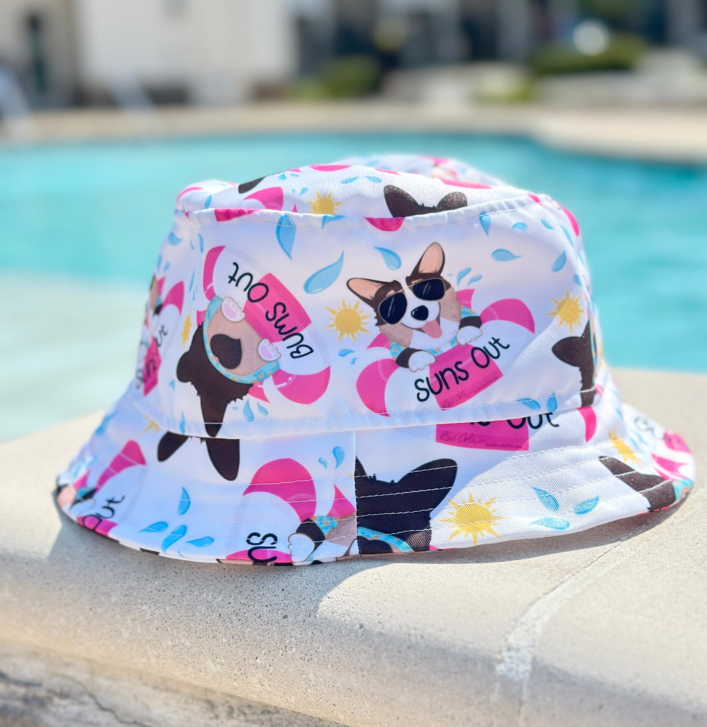 Tri-Color Corgi Suns Out Bums Out Bucket Hat