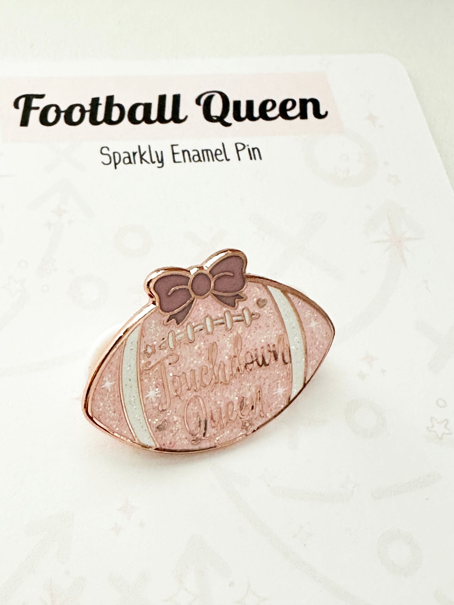 Sparkly Football Queen Enamel Pin