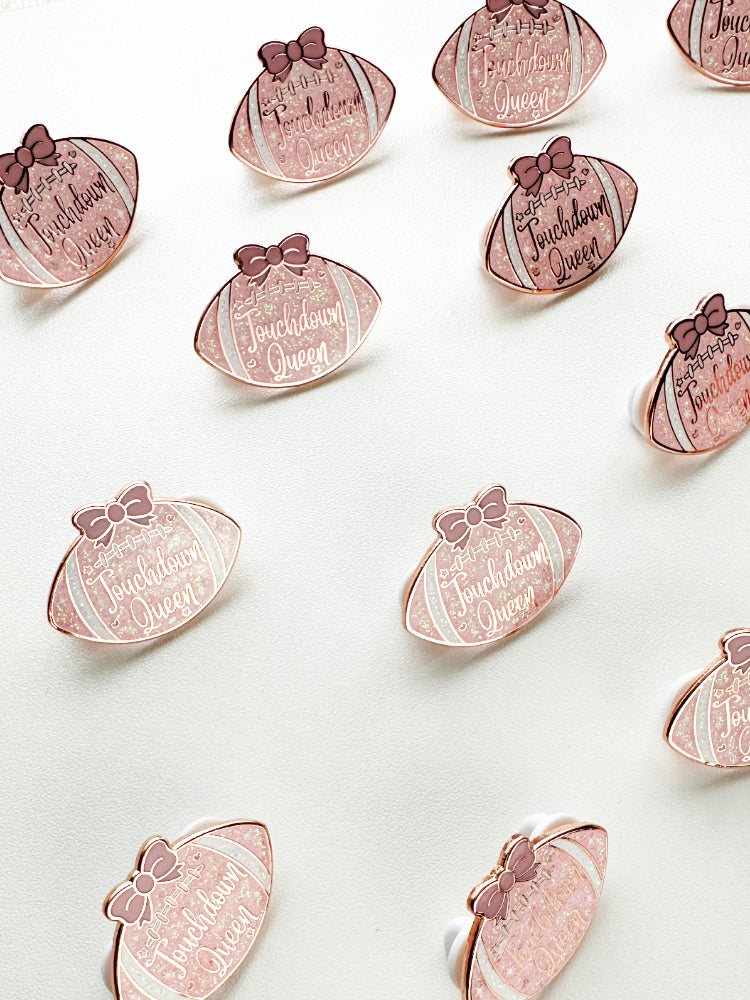Sparkly Football Queen Enamel Pin