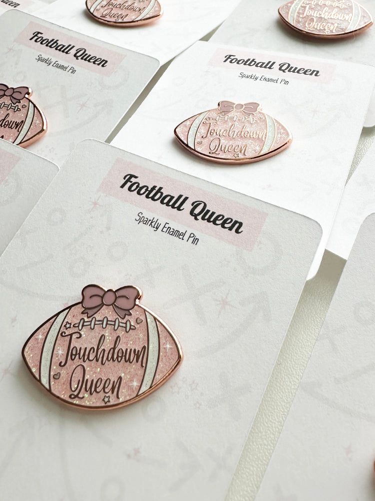 Sparkly Football Queen Enamel Pin