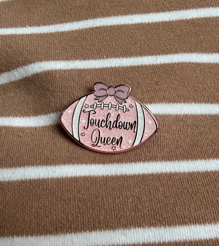 Sparkly Football Queen Enamel Pin