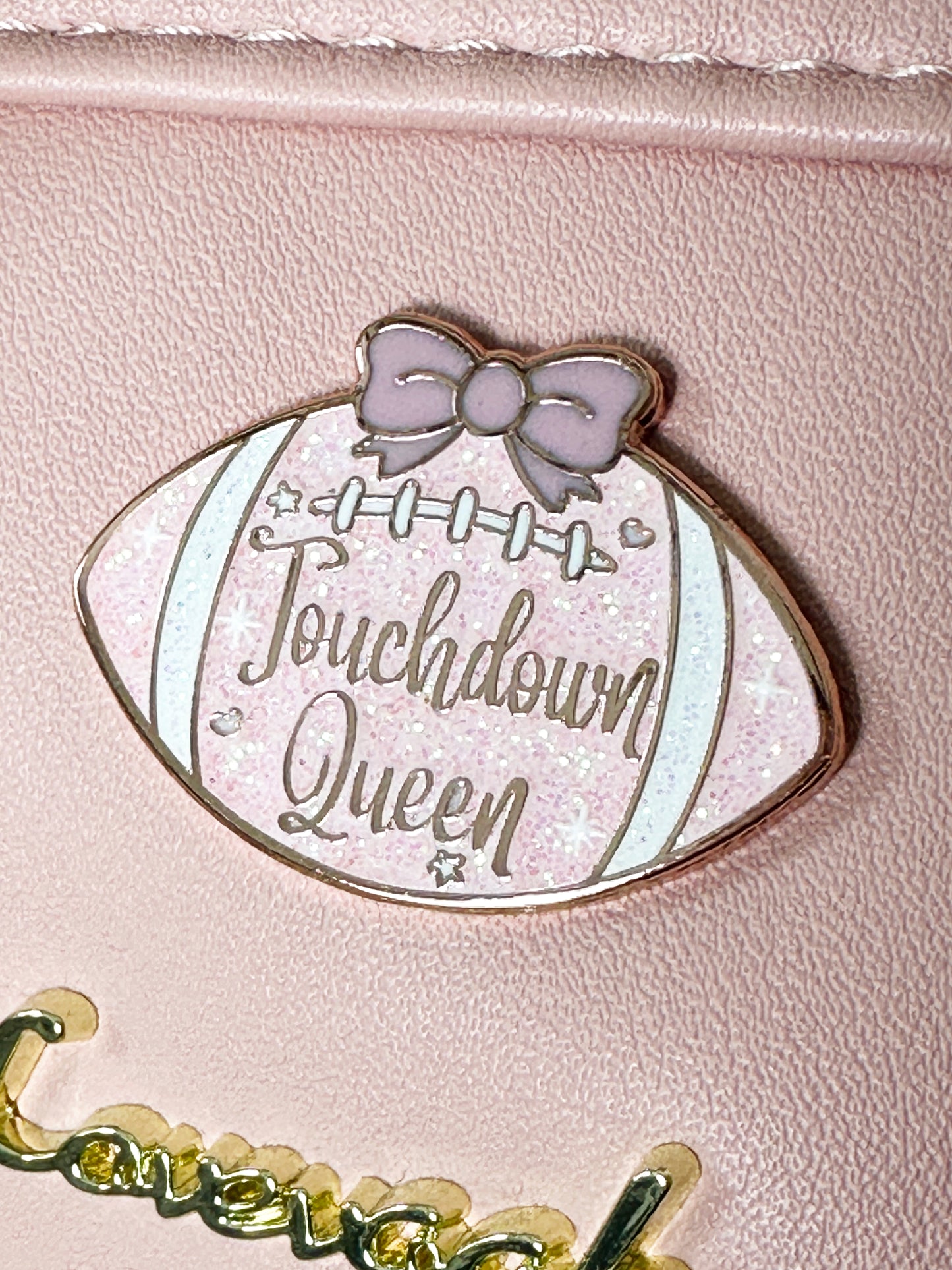 Sparkly Football Queen Enamel Pin