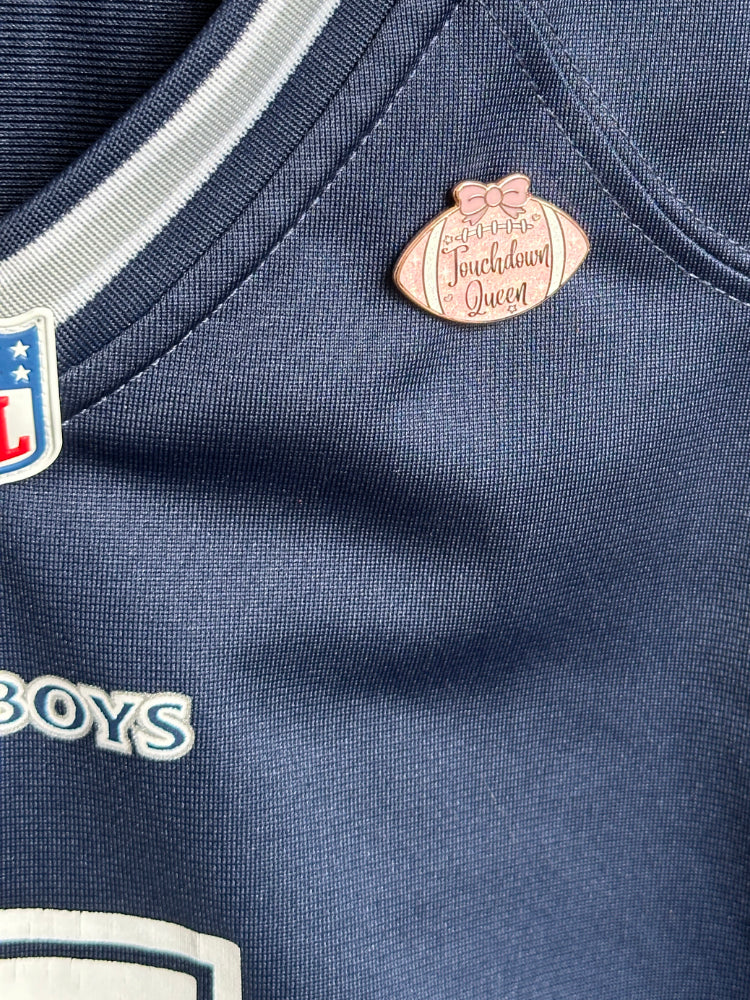 Sparkly Football Queen Enamel Pin