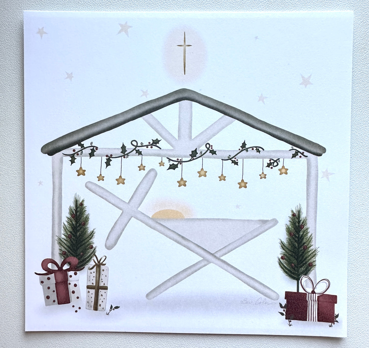 Manger to the Cross Soft Watercolor Style Card Print